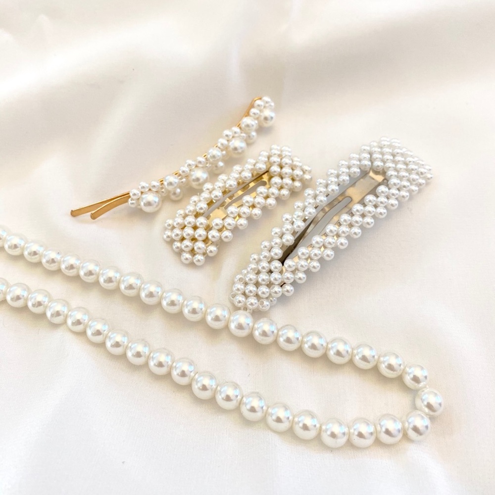 LOT Pearl Necklace Hair Clip Pin Accessories